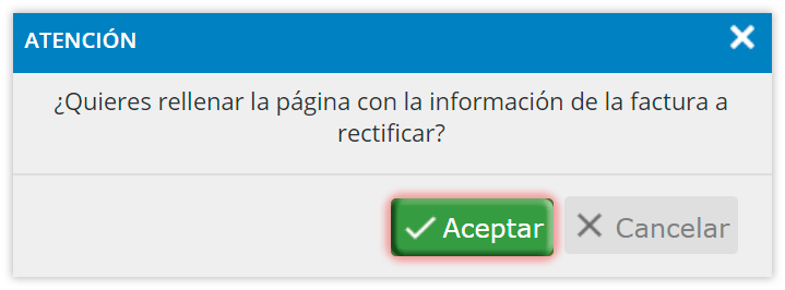 Rellenar la factura con la información de la factura a rectificar