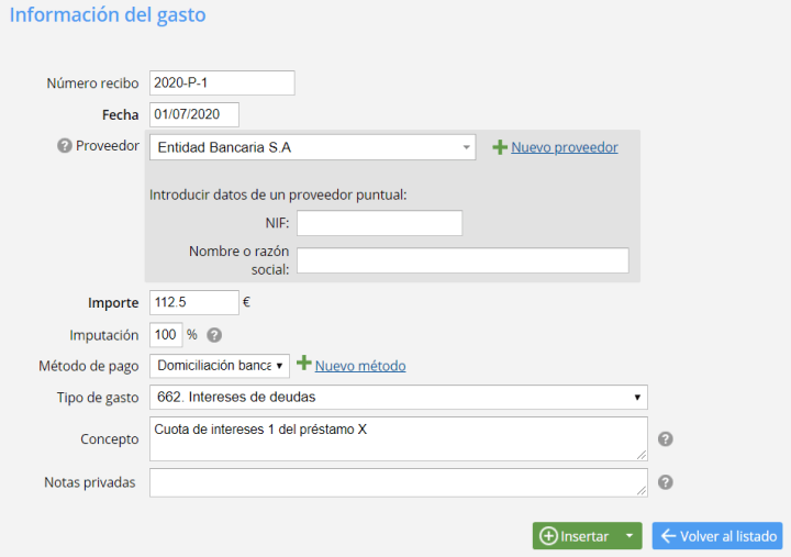 cómo contabilizar los intereses de un préstamo