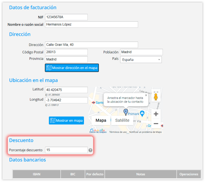 Descuento de cliente