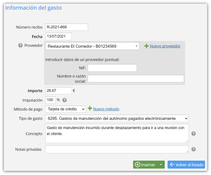 Deducción de comidas de los autónomos. Gasto de manutención deducible en el IRPF del autónomo