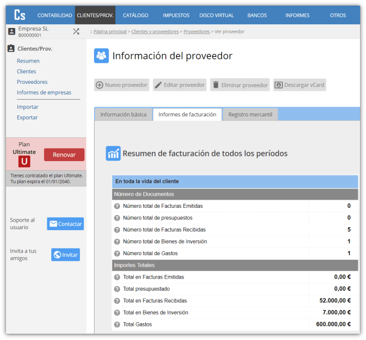 Información del Proveedor
