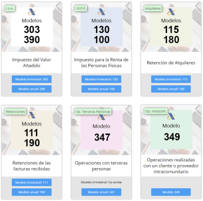Modelos de impuestos de Contasimple