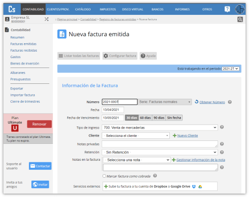 NUEVA FACTURA EMITIDA