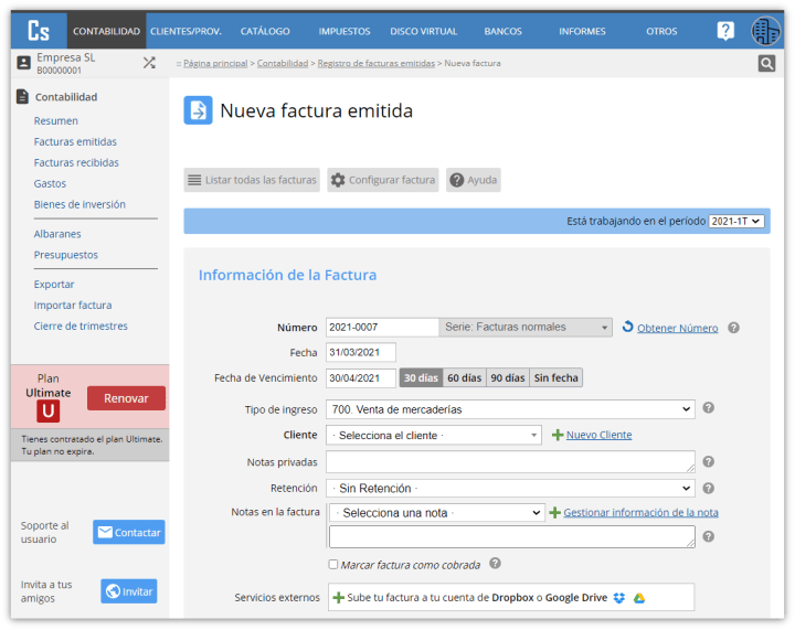 Nueva factura recapitulativa