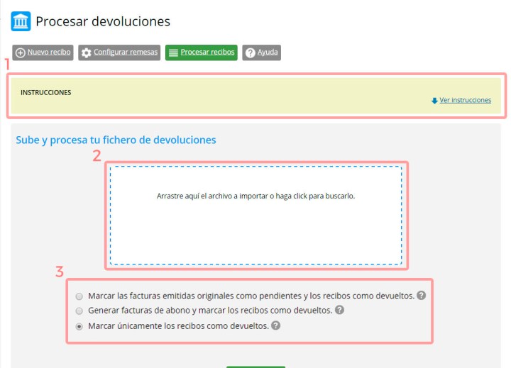 Subir fichero de devoluciones