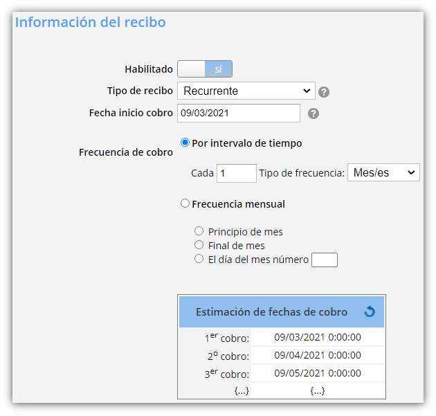Recibo recurrente