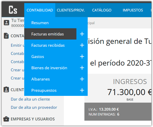 Accede al listado de facturas