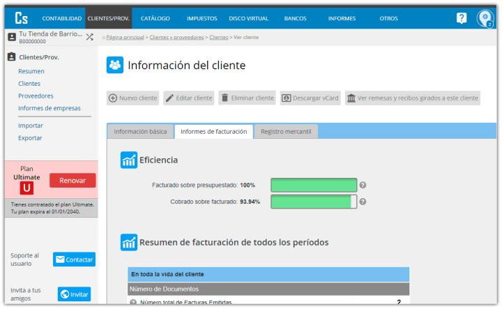Informes de facturación por cliente