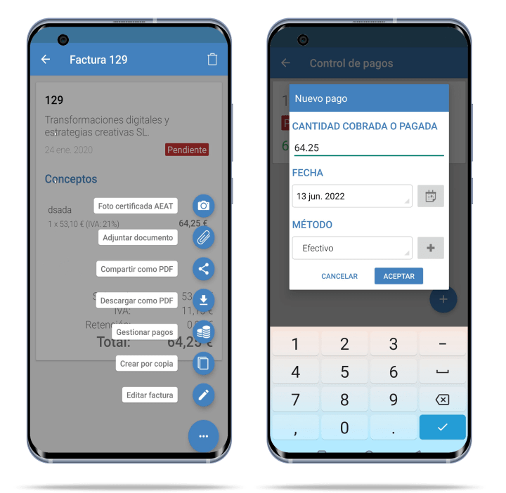 Pasos cobro facturas app